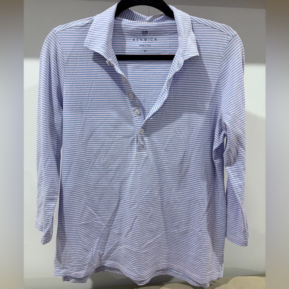 Renwick Women's Blue & White Striped Button-Down Shirt